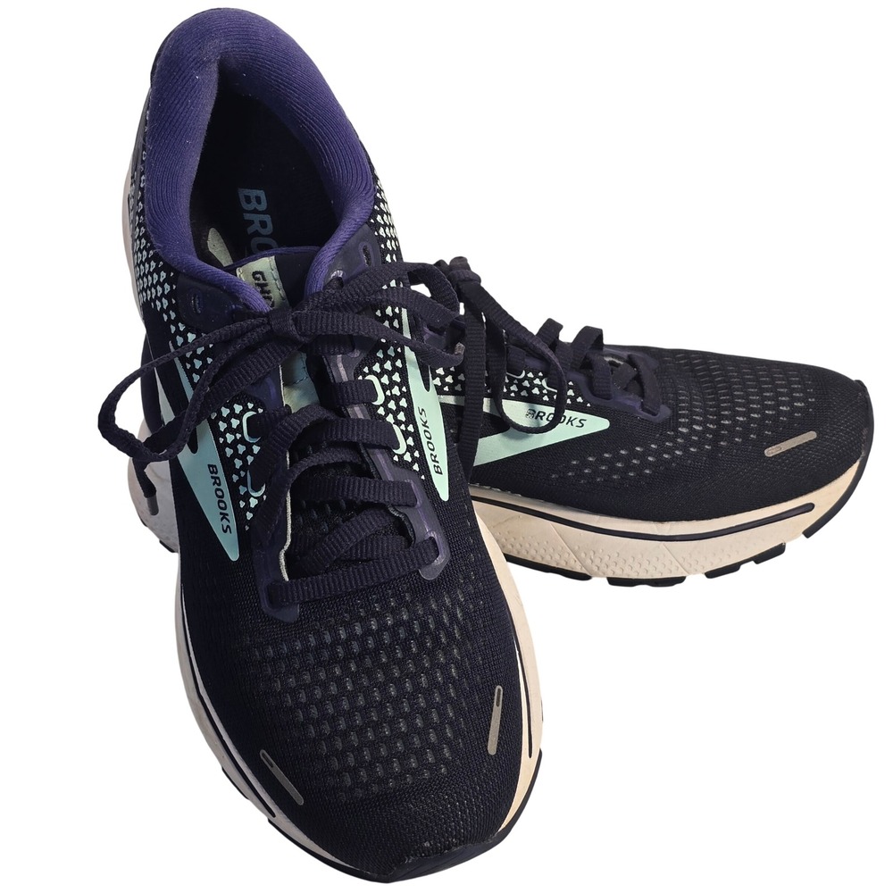 Women's 7.5 Brooks Ghost 14 Womens Running Shoes Navy Purple Mint 1203561B410